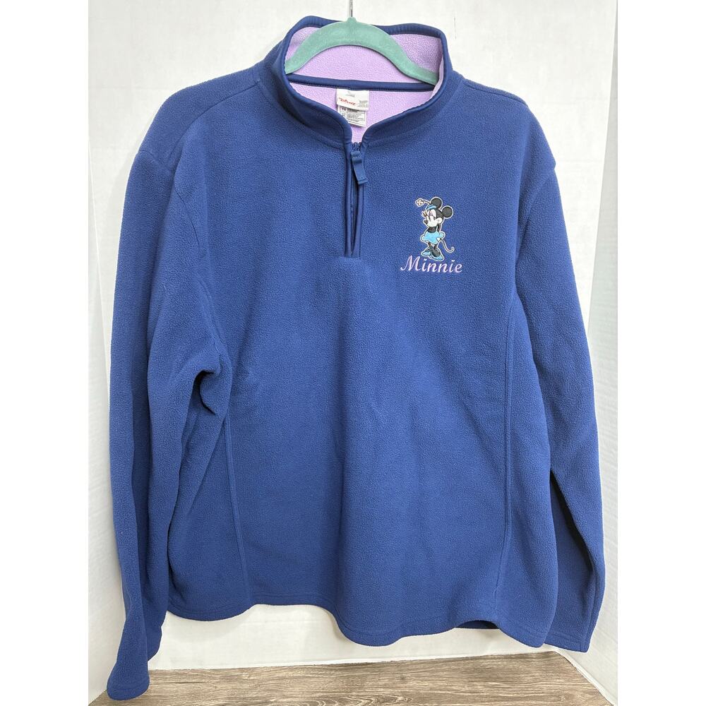 Disney Store Women's Minnie Mouse 1/4 Zip Fleece Pullover Sweater Size XL